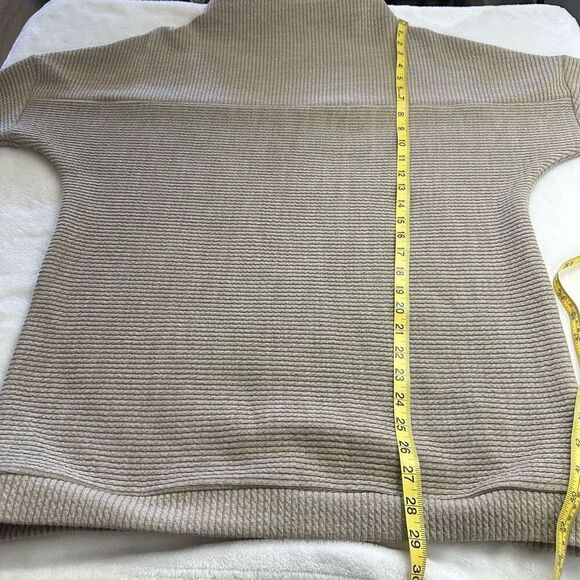 Sympli Womens M Mock Neck Ribbed Pullover Sweater Natural Beige Comfy Minimalist - Picture 7 of 7